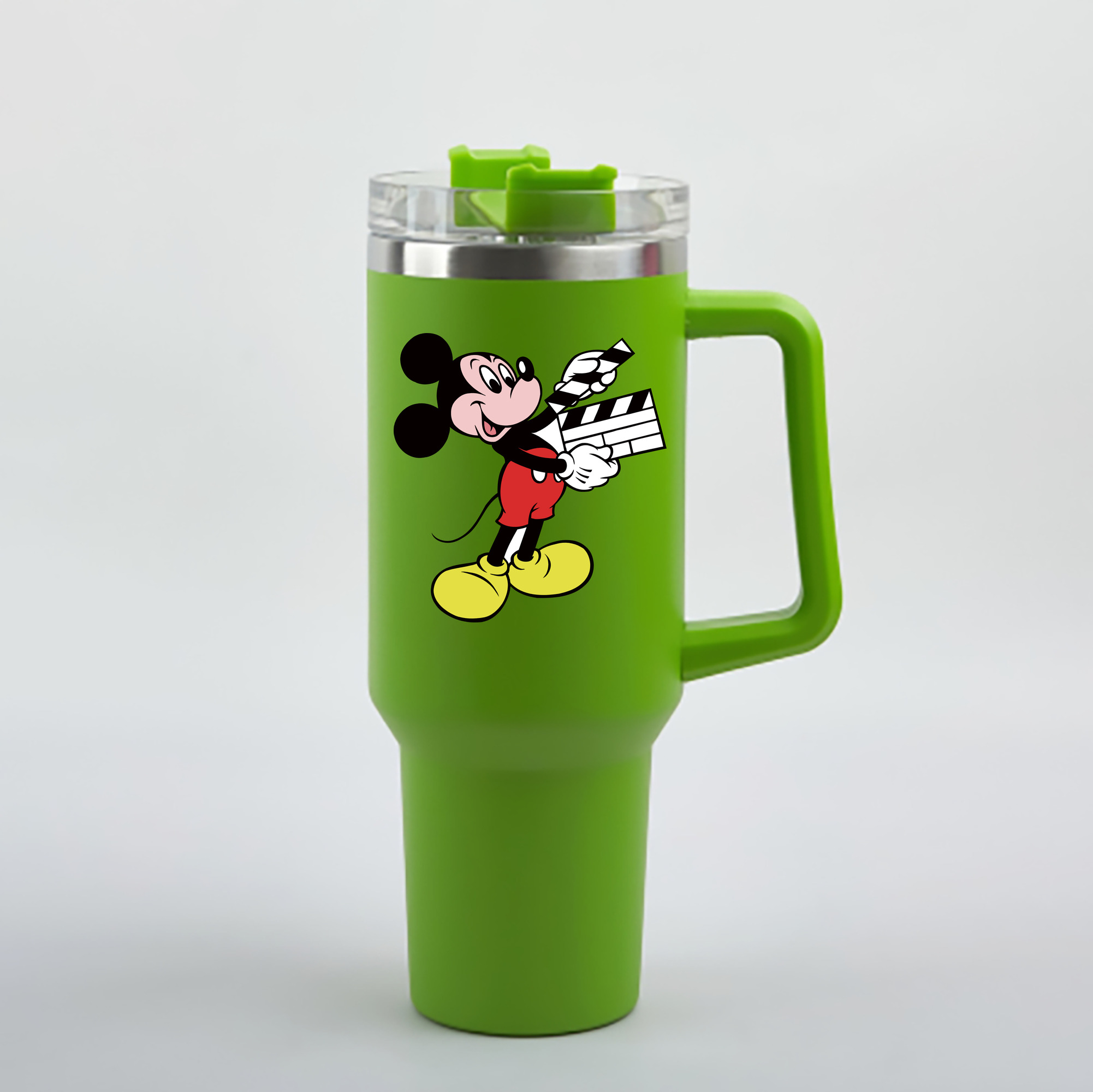 （画像用） ミッキーマウス Mickey Mouse 1200mL車用タンブラー - クリスタルステッカー（プラスチックストロー付き）